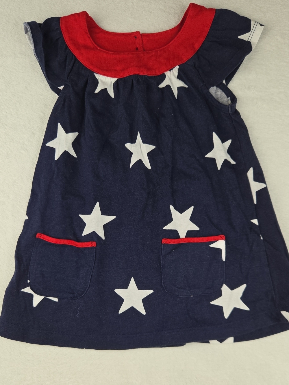 Carter's Flag Dress Size 3T Blue Red Stars Sleeveless Pockets